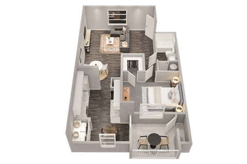 Floor plan for 1 bed, 1 bath, 810 sqft